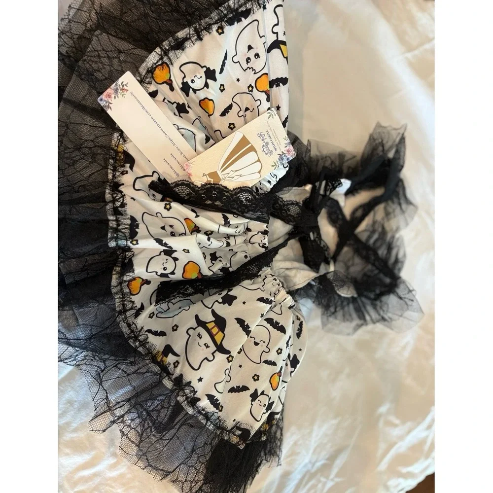 NEW infant girls Halloween black and white ghost tutu dress size 18-24 months.